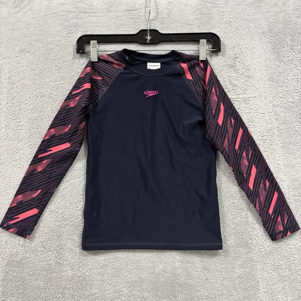 Speedo Rash Guard Youth Kids 10yrs Long Sleeve Swim Shirt Suntop Pink Quick Dry